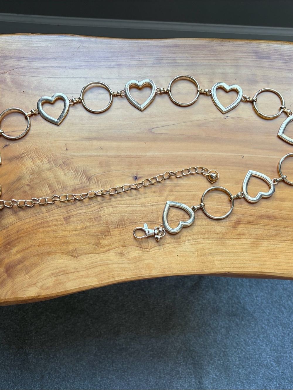 Gold Heart Link Chain Belt for Women - Gold Tone